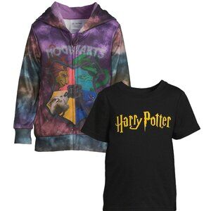 Harry Potter Hogwarts Toddler Boy Zip-Up Hoodie and T-Shirt Set, 2T NWT